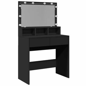 vidaXL Dressing Table with LED Black 80x41x134,5 cm