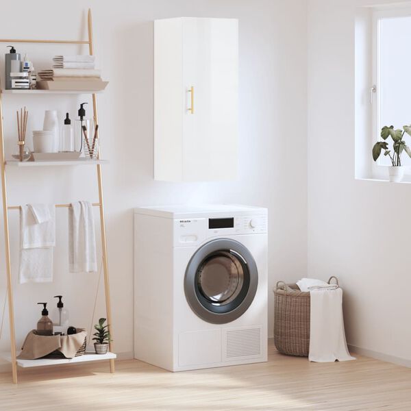 vidaXL Wall Mounted Cabinet High Gloss White 34.5x34x90 cm