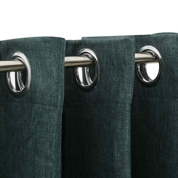 vidaXL Linen-Look Blackout Curtains with Grommets 2pcs Green 140x175cm
