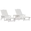 vidaXL Sun Lounger Reclining 3 pcs White Polyethylene