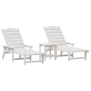 vidaXL Sun Lounger Reclining 3 pcs White Polyethylene