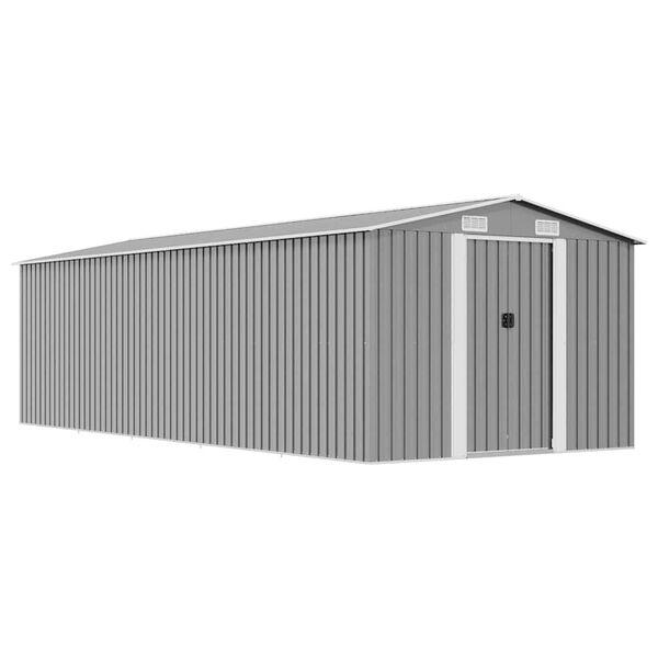 vidaXL Garden Shed 257x580x181 cm Metal Grey