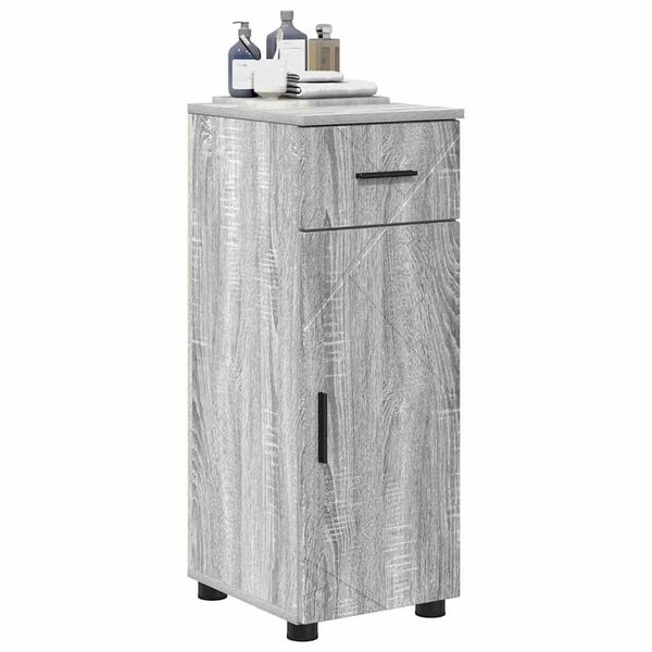 vidaXL Bathroom Cabinet with Drawer Grey Sonoma 30 x 35 x 80 cm