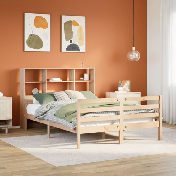 vidaXL Bookcase Bed without Mattress 140x190 cm Solid Wood Pine