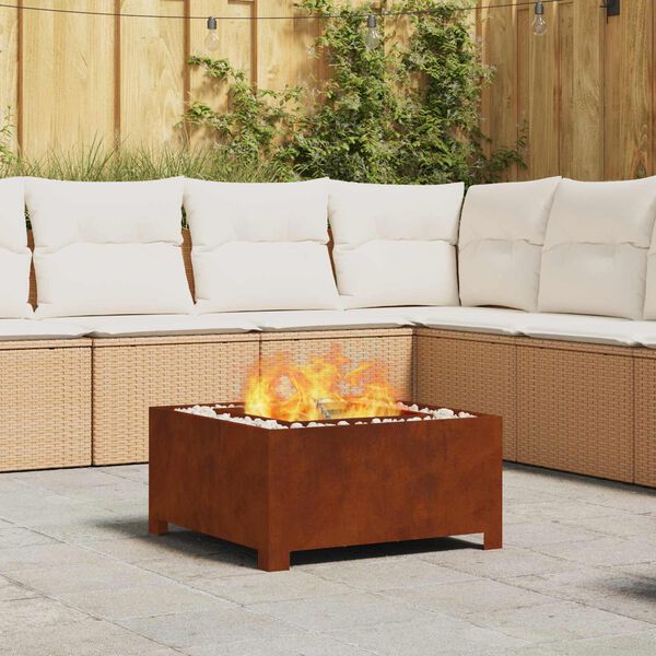 vidaXL Fire Pit Brown 60 x 60 x 30 cm Weathering Steel