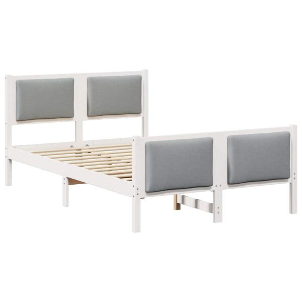 vidaXL Bed Frame with Headboard Light Grey 120 x 200 cm Fabric