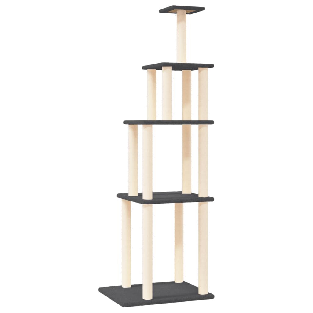 vidaXL Cat Tree with Sisal Scratching Posts Dark Grey 183 cm