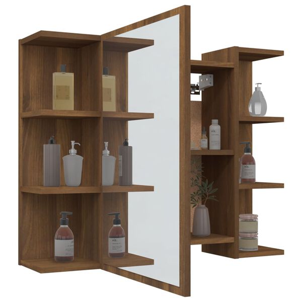 vidaXL Bathroom Mirror Cabinet Brown Oak 80x20.5x64 cm Engineered Wood