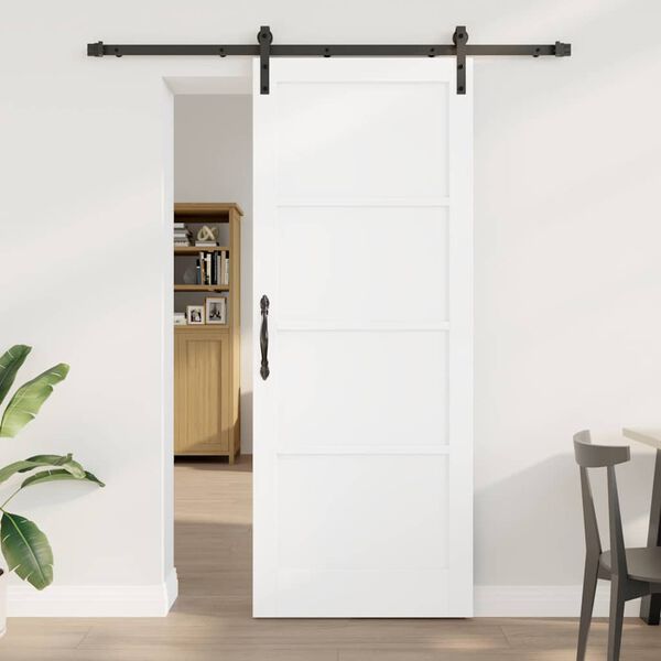 vidaXL Sliding Door White and Black 83 x 211 cm Solid Pine Wood