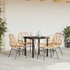 vidaXL 5 Piece Garden Dining Set Brown Poly Rattan Glass