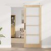 vidaXL Sliding Door Natural 83 x 202 cm Solid Pine Wood and Glass
