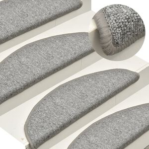 vidaXL Stair Mats 15 pcs 56x17x3 cm Light Grey Half Round