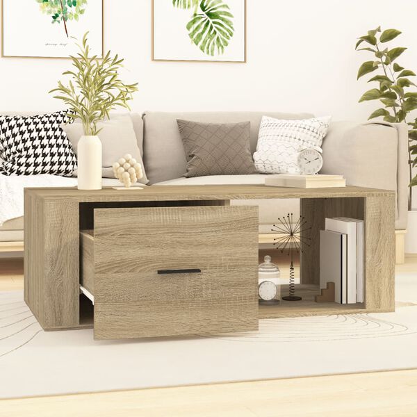 vidaXL Coffee Table Sonoma Oak 100x50.5x35 cm Engineered Wood