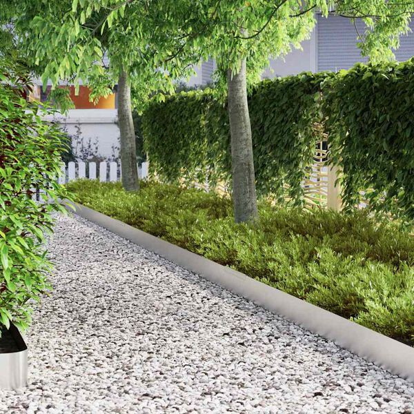 vidaXL Lawn Edging Silver 450 x 0.05 x 15 cm Stainless Steel