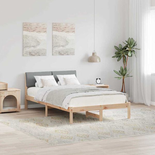 vidaXL Bed frame Brown and light grey 120 x 200 cm Solid pine wood