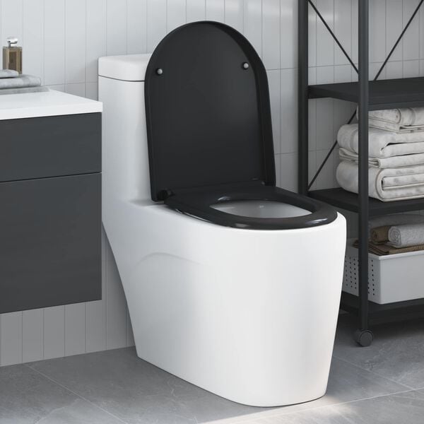 vidaXL Toilet Seat Black 49 x 36 x 4 cm Duroplast
