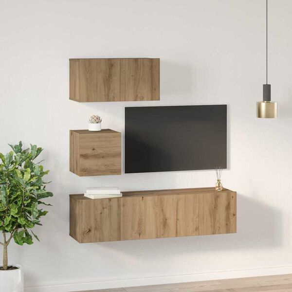 vidaXL TV Cabinet Set Wall-mounted 4 pcs Artisan Oak Engineered Wood