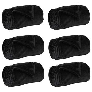 vidaXL Throw Blankets 6 pcs Black 150 x 200 cm 4.68 kg Fleece