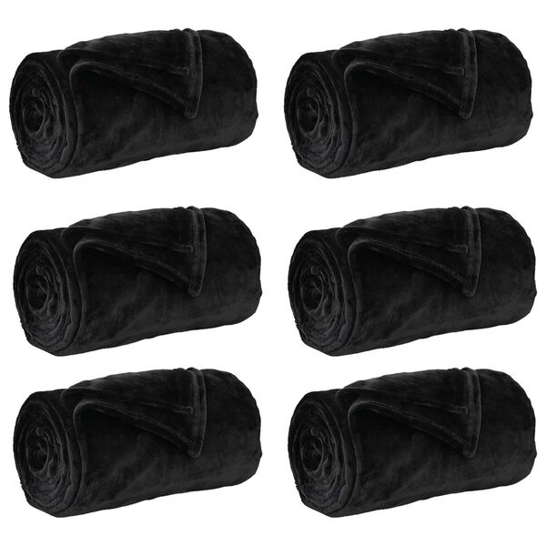 vidaXL Throw Blankets 6 pcs Black 150 x 200 cm Fleece