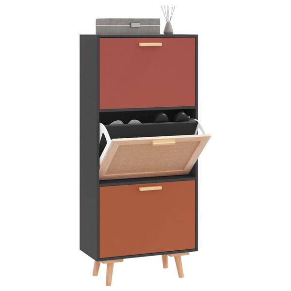 vidaXL Shoe Cabinet Black 52x25x120 cm Engineered Wood