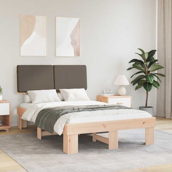 vidaXL Bed Frame with Upholstered Headboard Taupe 120 x 200 cm