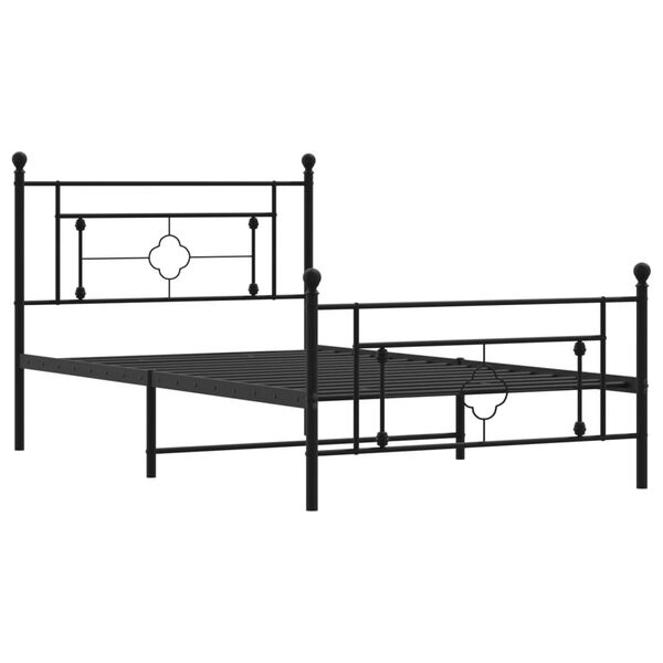 vidaXL Metal Bed Frame without Mattress with Footboard Black 107x203cm