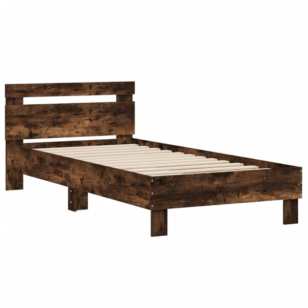 vidaXL Bed Frame without Mattress with Headboard Smoked Oak 75x190 cm Small Single