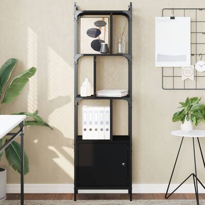 vidaXL Bookcase with Door Black 44.5x30x154.5 cm Engineered Wood