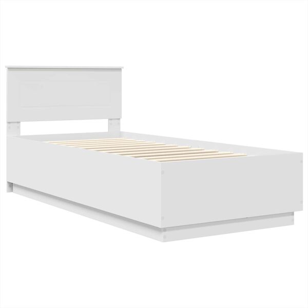 vidaXL Bed Frame with Headboard White 100 x 200 cm Engineered Wood