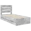 vidaXL Bed Frame with Drawer Concrete Grey 75 x 190 cm Engineer Wood