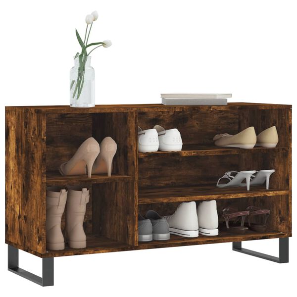 vidaXL Shoe Cabinet Smoked Oak 102x36x60 cm Engineered Wood
