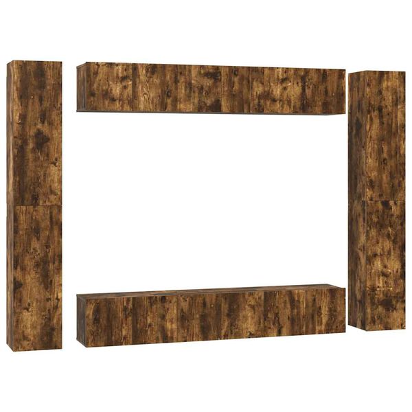 vidaXL 10 Piece TV Cabinet Set Smoked Oak Engineered Wood