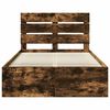 vidaXL Bed Frame Smoked Oak 135 x 190 cm Solid Pine Wood