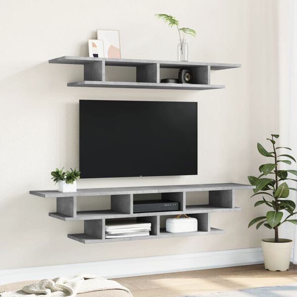 vidaXL TV Wall Units Concrete Grey Engineered Wood