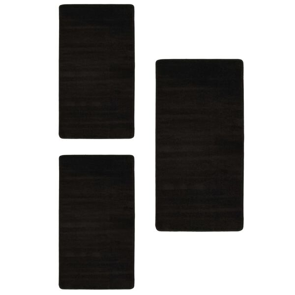 vidaXL Bed Carpets Shaggy High Pile 3 pcs Black