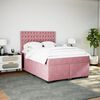 vidaXL Box Spring Bed with Mattress Pink 140x190 cm Velvet