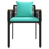 vidaXL Outdoor Furniture Set 4 pcs Black and Turquoise PE Rattan