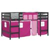 vidaXL Kids' Loft Bed with Curtains without Mattress Pink 90x200cm