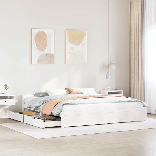 vidaXL Bed Frame without Mattress White 200x200 cm Solid Wood Pine