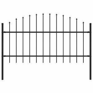 vidaXL Garden Fence with Spear Top Steel 170x125 cm Black