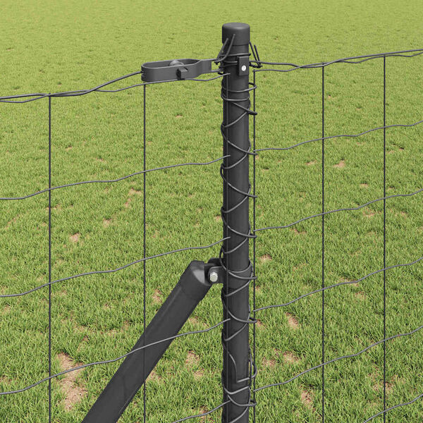 vidaXL Fence with Post Grey 1.4 x 10 m Steel and PVC