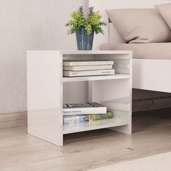 vidaXL Bedside Cabinets 2 pcs High Gloss White 40x30x40 cm Engineered Wood