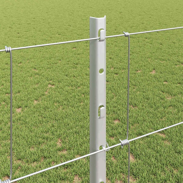 vidaXL Fence with Post Silver 1.2 x 25 m Steel