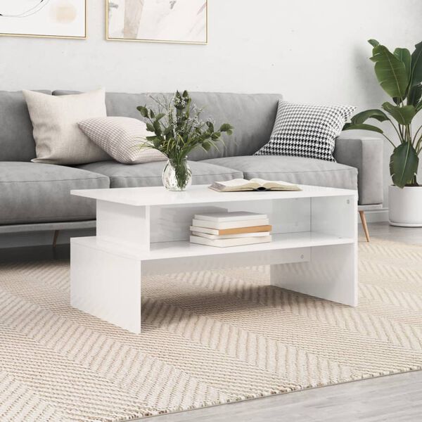 vidaXL Coffee Table High Gloss White 90x55x42.5 cm Engineered Wood