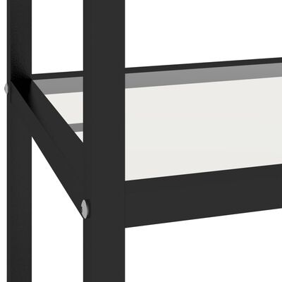 vidaXL Shelf Transparent and Black Marble 100x36x90 cm Tempered Glass