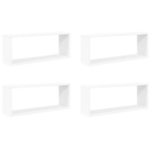 vidaXL Wall Cube Shelf 4 pcs White 60x15x23 cm Engineered Wood