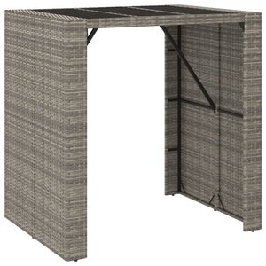 vidaXL Bar Table with Glass Top Grey 105x80x110 cm Poly Rattan