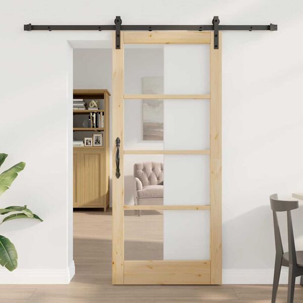 vidaXL Sliding Door ORKDAL Natural and Black 86 x 198.5 cm
