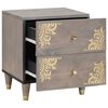 vidaXL Bedside Cabinet Grey 40 x 33 x 46 cm Solid Mango Wood
