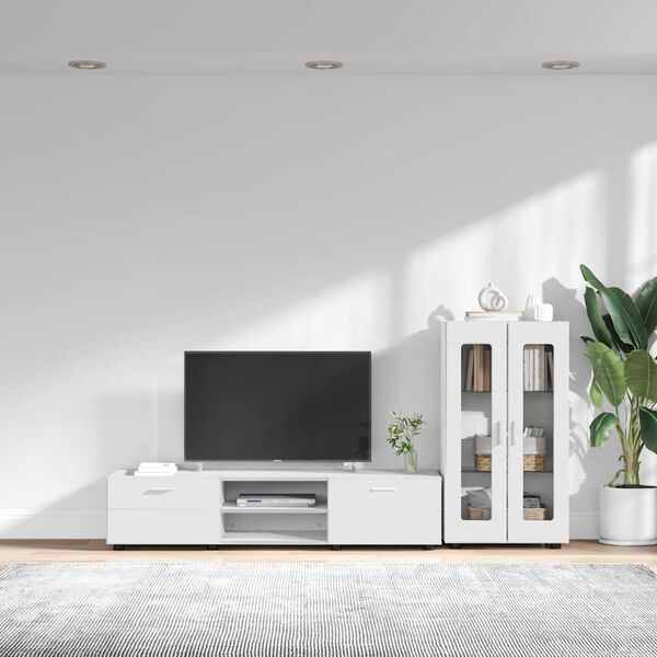 vidaXL TV Cabinet Set with Drawer with Shelf White Engineered Wood